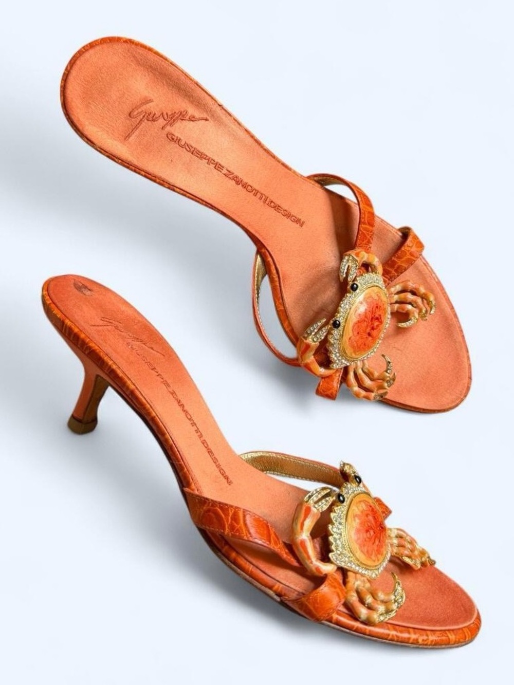Giuseppe Zanotti Embellished Crab Cancer Kitten Heel Sandals Vintage Archival 38 - Picture 5 of 15